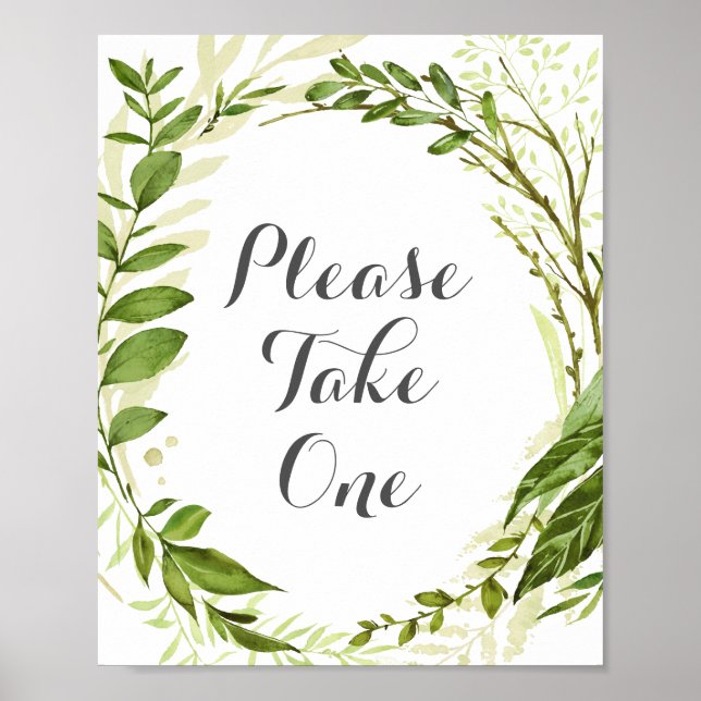Green Wreath Please Take One Sign Poster, Rustic (Front)