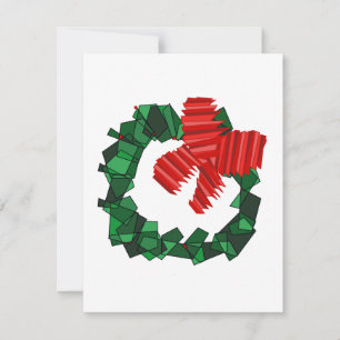 Green wreath & red bow card
