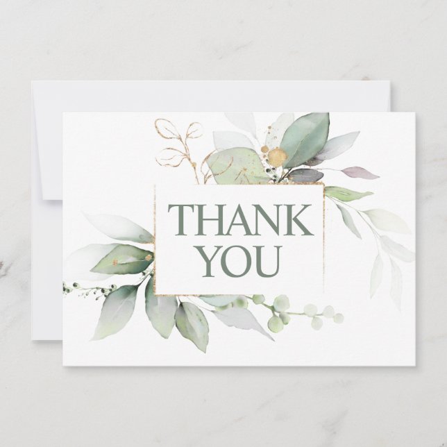 Green Wreath Watercolor BABY SHOWER THANK YOU (Front)