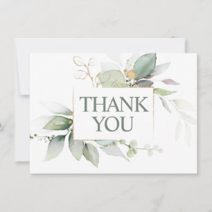 Green Wreath Watercolor BABY SHOWER THANK YOU Card
