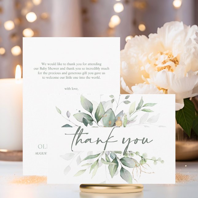 Green Wreath Watercolor BABY SHOWER THANK YOU Card (Green Wreath Watercolor BABY SHOWER THANK YOU)