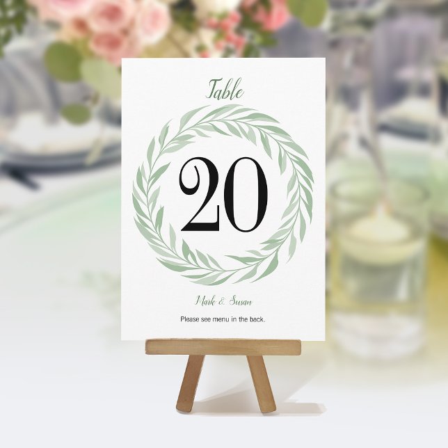 Green Wreath Wedding Table Card & Menus (Creator Uploaded)