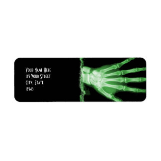 Green X-ray Skeleton Hand Return Address Labels
