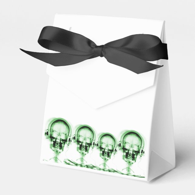 Green X-Ray Vision Music Skeleton Skull Favour Box (Front Side)