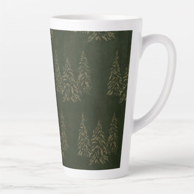 Green Xmas Tree Art Latte Mug (Right)
