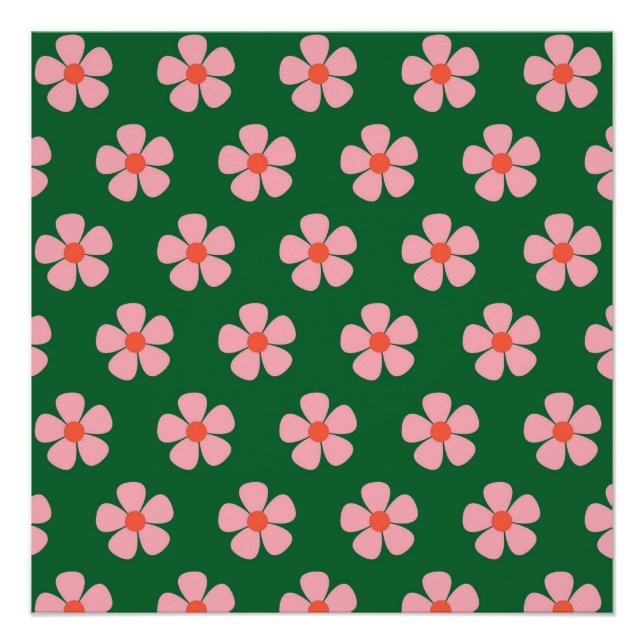 Green Y2K Bold Wildflower Vibrant Spring Art Poster (Front)