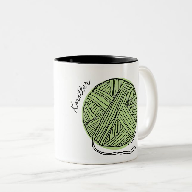 Green Yarn Ball Knitter Mug (Front Right)