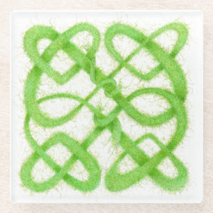 Green Yarn Celtic Knot Glass Coaster