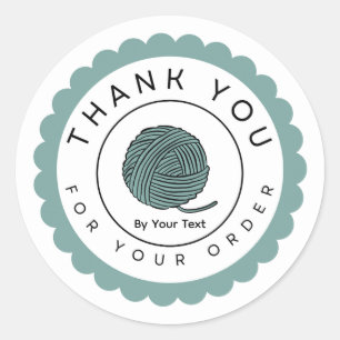 Green Yarn Thank You Handmade Knitting & Crochet Classic Round Sticker