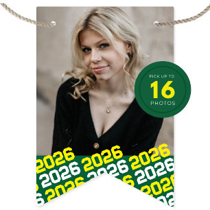 Green & Yellow 16 Photo Graduation Hanging Banner