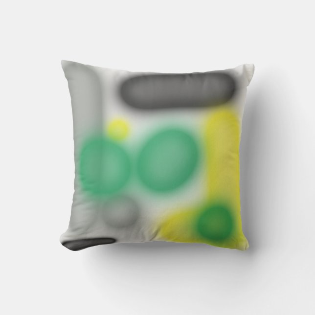 Green Yellow Abstract Art Cushion Throw Pillow (Front)