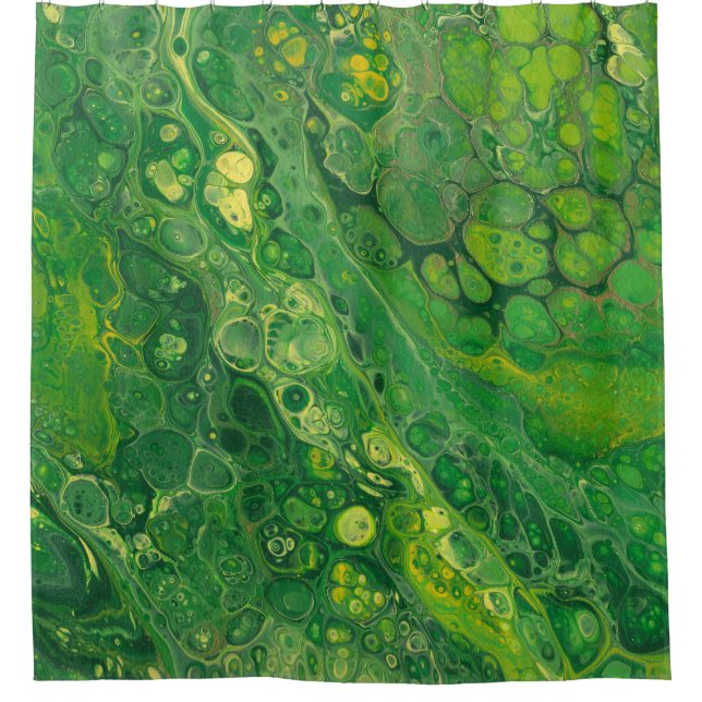 Green & Yellow | Abstract Shower Curtain (Front)