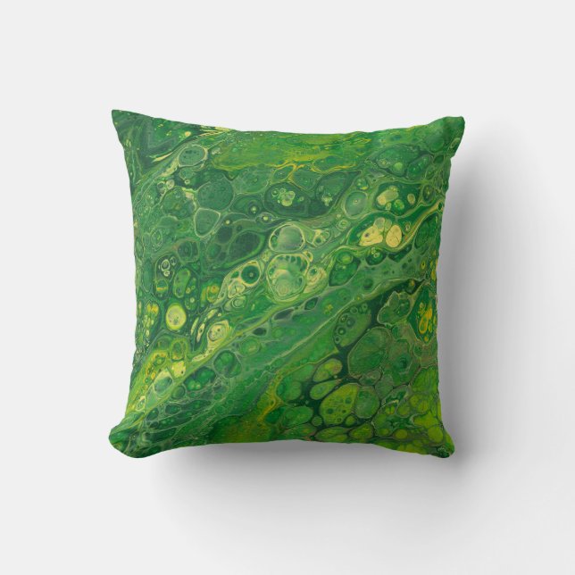Green & Yellow | Abstract Throw Pillow (Front)