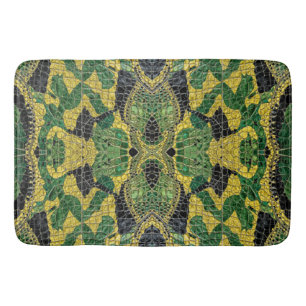 Green Yellow Alligator Crocodile Dragon Leather Bath Mat