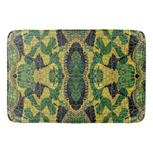 Green Yellow Alligator Crocodile Dragon Leather Bath Mat