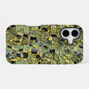 Green Yellow Alligator Crocodile Dragon Leather iPhone 16 Case