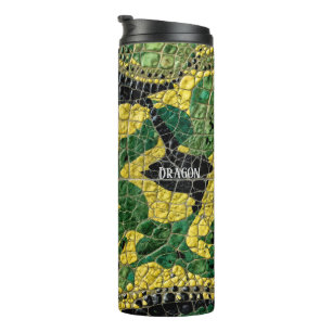 Green Yellow Alligator Crocodile Dragon Name Thermal Tumbler