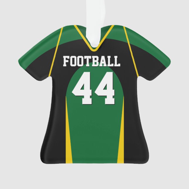 Green, Yellow and Black Football Jersey Ornament (Front)