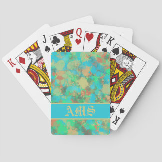 Green, yellow and blue drops abstract playing cards