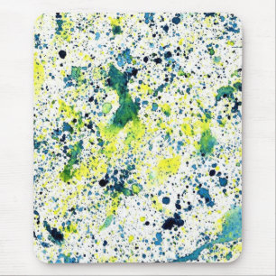 Green, Yellow, and Blue Watercolor Abstract Mouse Mat