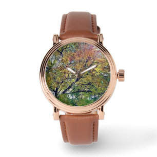 Green, yellow and brown leaves watch