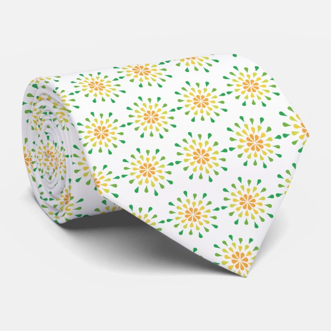 Green, yellow and orange teardrops tie (Rolled)