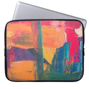 Green, yellow, and red abstract painting laptop sleeve