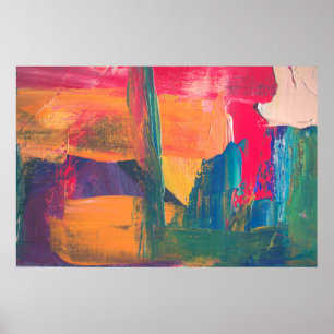 Green, yellow, and red abstract painting poster