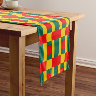 Green Yellow And Red Colour Block Print Short Tabl Short Table Runner