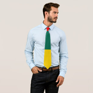 Green Yellow And Red Colour Block Print Tie