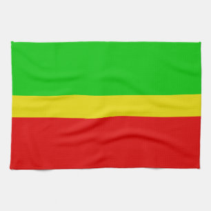 Green, yellow, and red. tea towel
