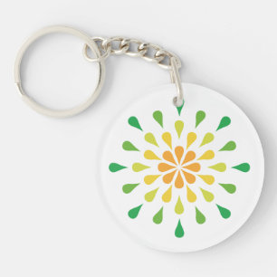 Green, yellow and red teardrops key ring