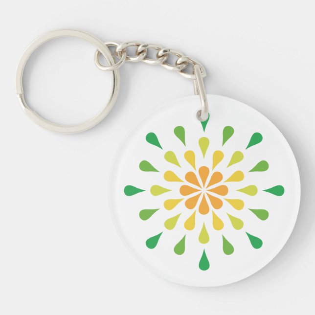 Green, yellow and red teardrops key ring (Front)