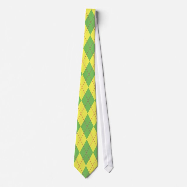 Green & Yellow Argyle Tie (Front)