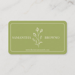Green Yellow Beige Framed Flower Business Card