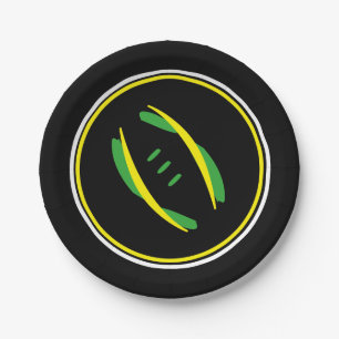 Green/Yellow/Black Artistic Football 7" Plates