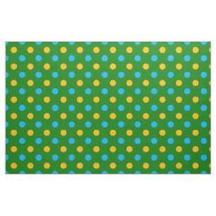 Green Yellow Black Polka Dots Design Fabric