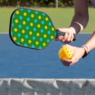 Green Yellow Black Polka Dots Design Pickleball Paddle