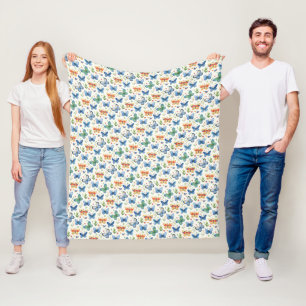 Green Yellow Blue Butterflies and Flowers Fleece Blanket