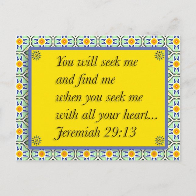 Green Yellow Blue Christian Bible Verse Postcard (Front)