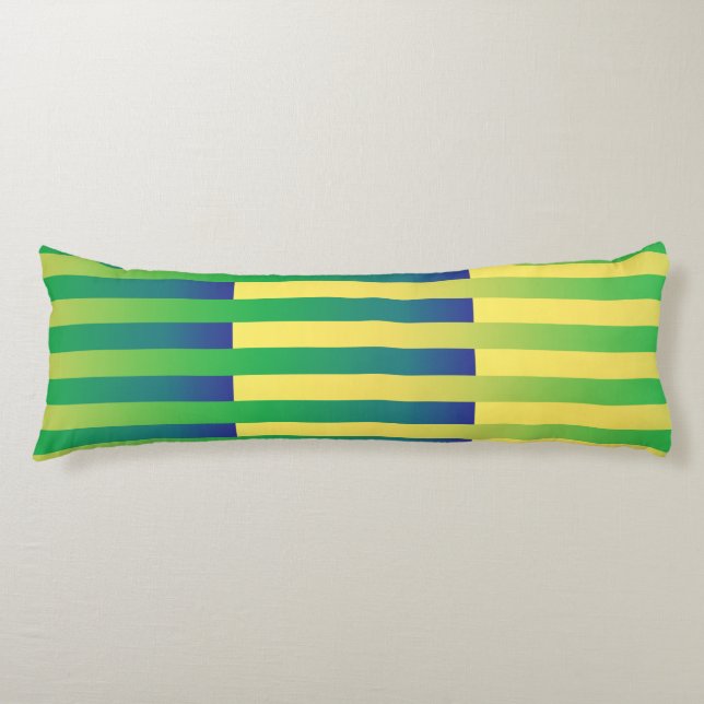 Green Yellow Blue Striped Pattern Body Cushion (Front)