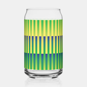 Green Yellow Blue Striped Pattern Can Glass
