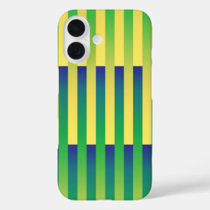 Green Yellow Blue Striped Pattern iPhone 16 Case