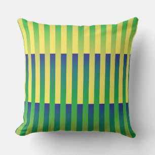 Green Yellow Blue Striped Pattern Cushion