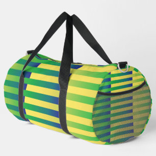 Green Yellow Blue Striped Pattern Large Duffle Bag