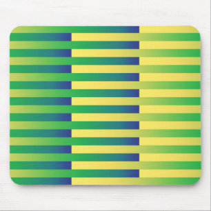 Green Yellow Blue Striped Pattern Mouse Mat
