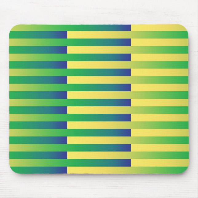Green Yellow Blue Striped Pattern Mouse Mat (Front)