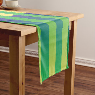 Green Yellow Blue Striped Pattern Short Table Runner