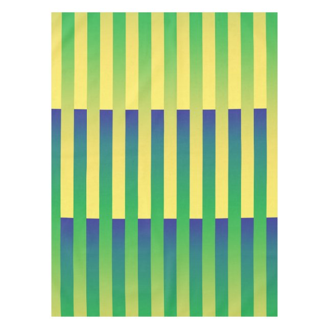 Green Yellow Blue Striped Pattern Tablecloth (Front)