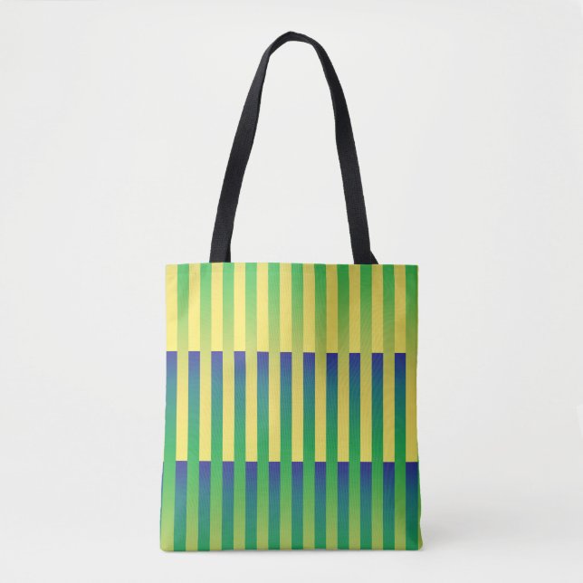 Green Yellow Blue Striped Pattern Tote Bag (Front)